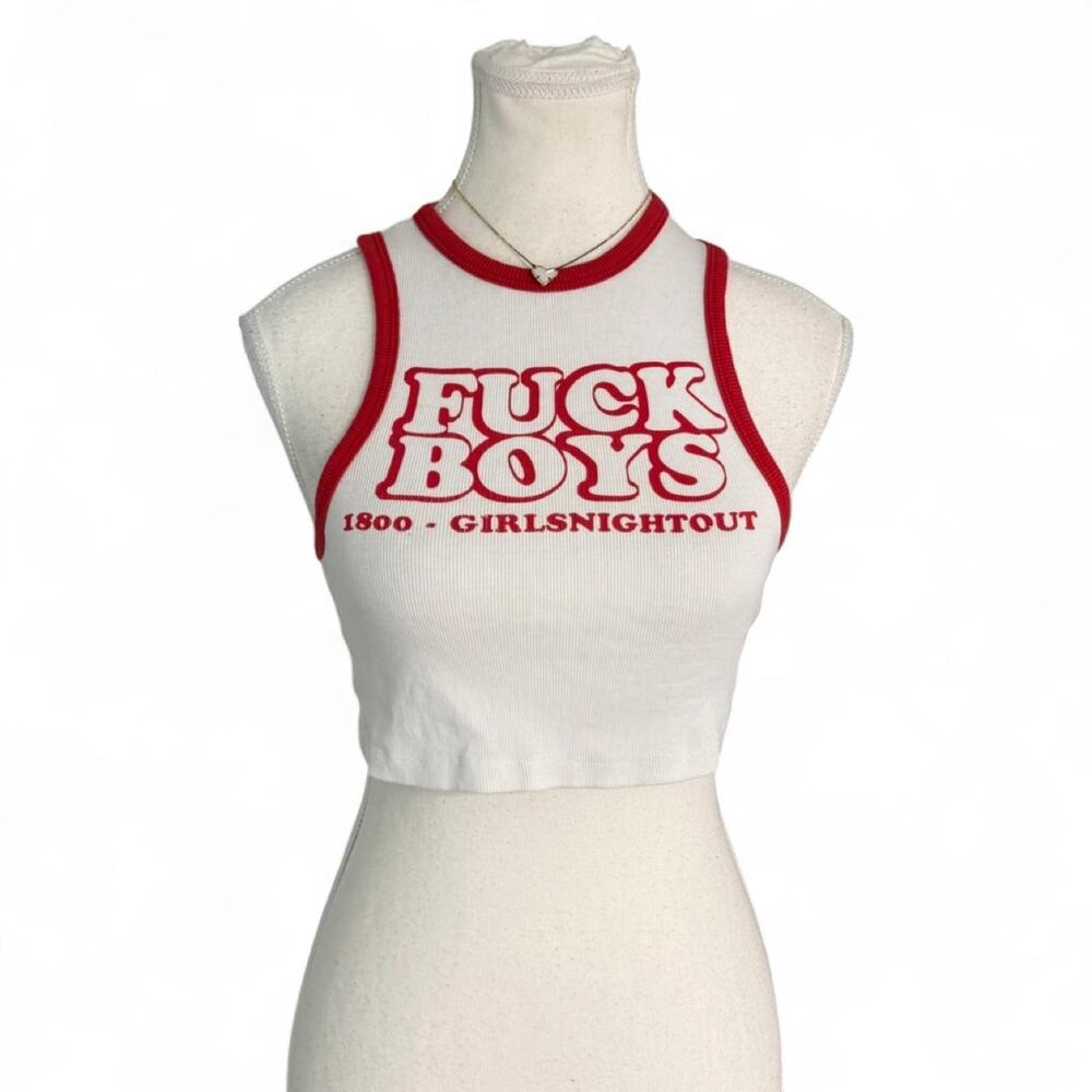 F*uck Boys Cotton cropped tank top Womens size Large